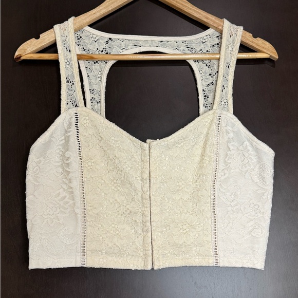 Kimchi Blue Tops - KIMCHI BLUE Lace Cream Crop Top